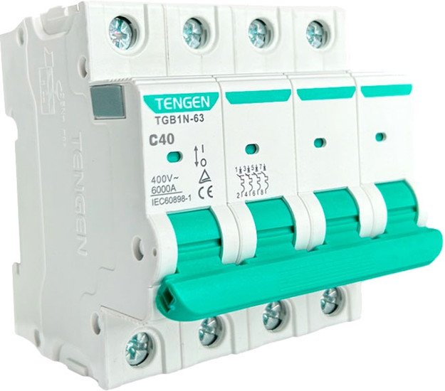 Выключатель автоматический Tengen TGB1N-63 4P 40A C 6kA 4M TGB1N-63-4-40C