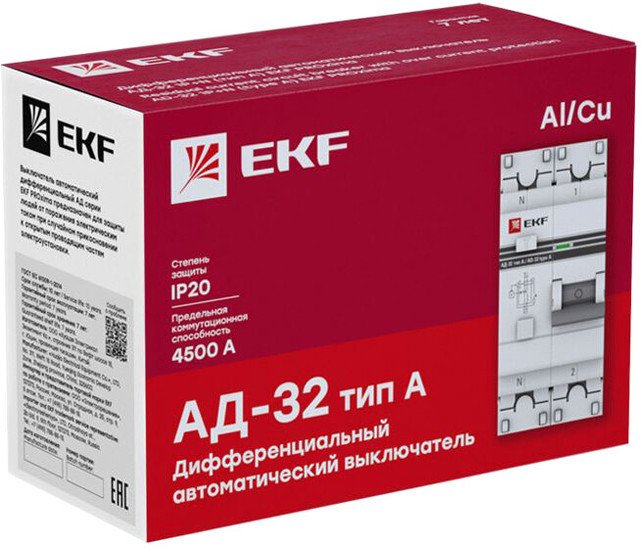 Дифференциальный автомат EKF PROxima АД-32 1P+N 32А30мА DA32-32-30-a-pro