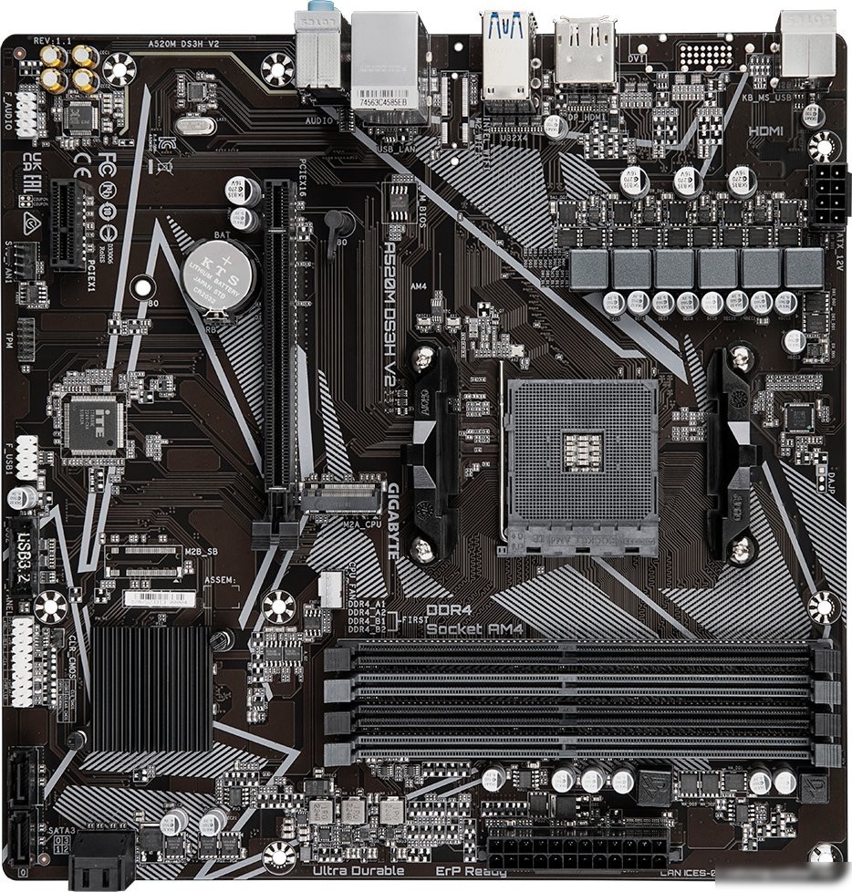 Материнская плата Gigabyte A520M DS3H V2 (rev. 1.1)