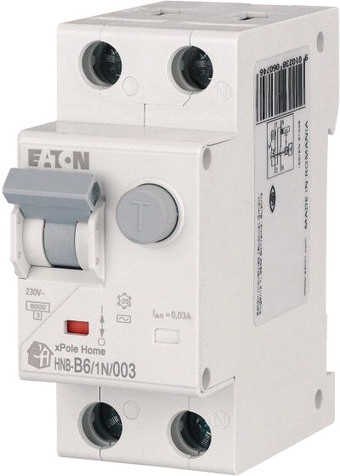 Дифференциальный автомат Eaton HNB-B61N003 1P+N 6А В 6кА 30мА АС 2М 195118