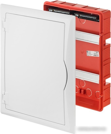 Бокс пластиковый Elektro-Plast Eco Box 2x12M, N/PE 3x 2x16+7x10mm2, белая пласт. дверь, белый RAL9003, 430x350x95mm, IP40