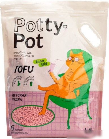 Наполнитель для туалета Potty-Pot Тофу натуральный Детская пудра 1.6 кг (6 л) Наполнитель для туалета Potty-Pot Тофу натуральный Детская пудра 1.6 кг (6 л)