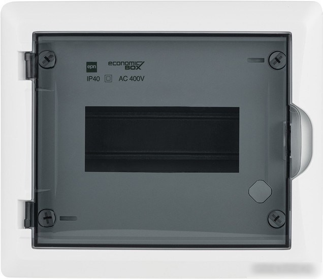 Бокс пластиковый Elektro-Plast Eco Box 1x8M, N/PE 2x 2x16+5x10mm2, дымчатая пласт. дверь, белый RAL9003, 198x228x96mm, IP40