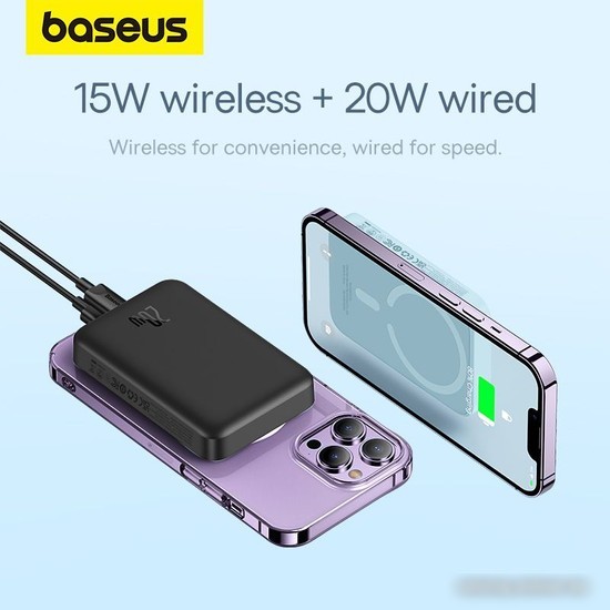 Внешний аккумулятор Baseus Magnetic Mini Air Wireless Fast Charge Power Bank 20W 10000mAh (черный)