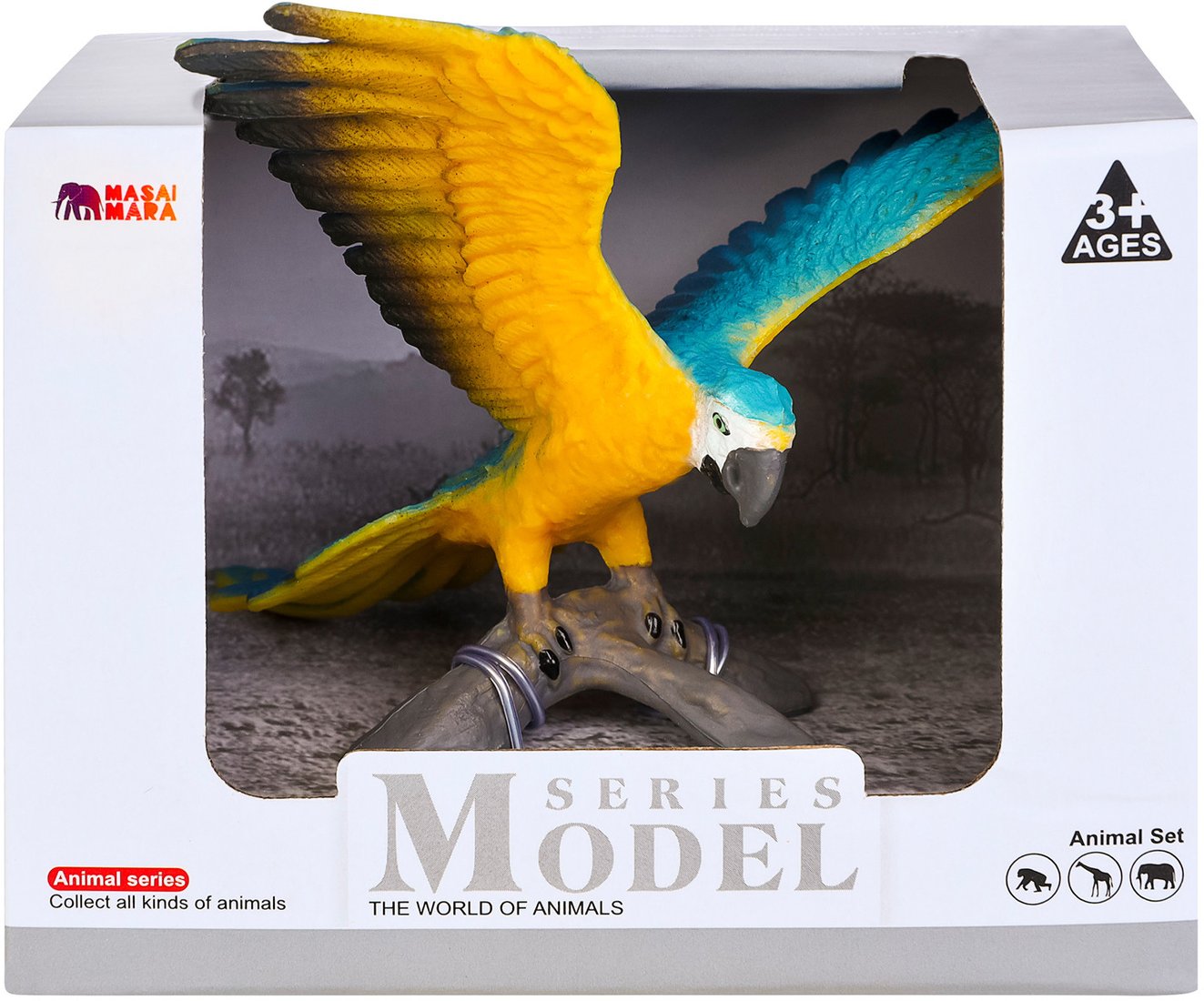 Фигурка Masai Mara Мир диких животных. Птица попугай сине-желтый ара MM211-167