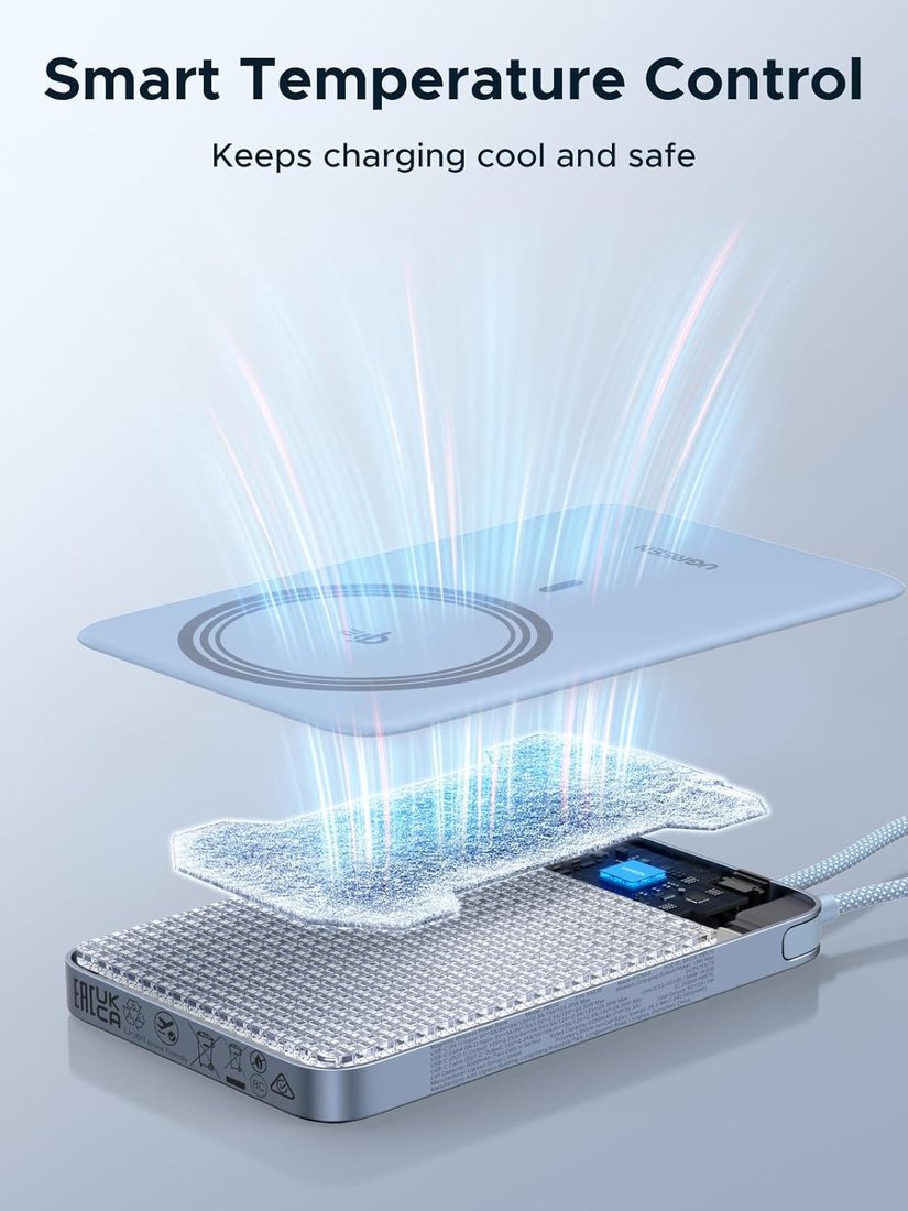 Внешний аккумулятор Ugreen Magflow Air Qi2 15W PB570 65839B 10000mAh (голубой)
