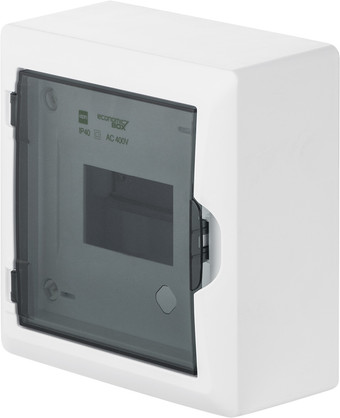Бокс пластиковый Elektro-Plast Eco Box 1x6M, N/PE 2x 2x16+3x10mm2, дымчатая пласт. дверь, белый RAL9003, 198x192x96mm, IP40