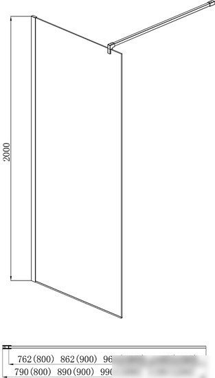 Душевая стенка Aquatek AQ WIW 09020BL 90x200 (черный/прозрачное стекло)