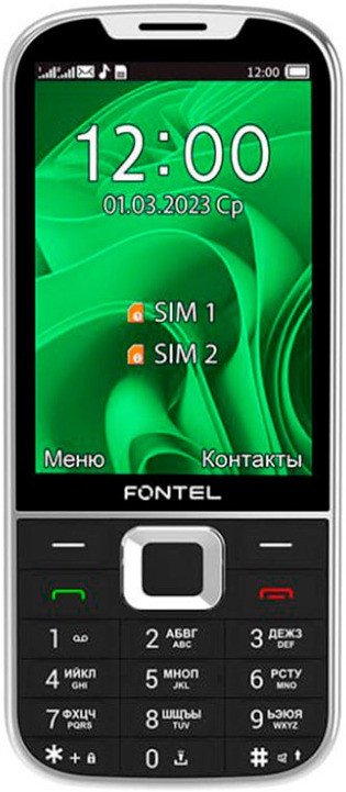 Кнопочный телефон Fontel FP350 (черный/серебристый)