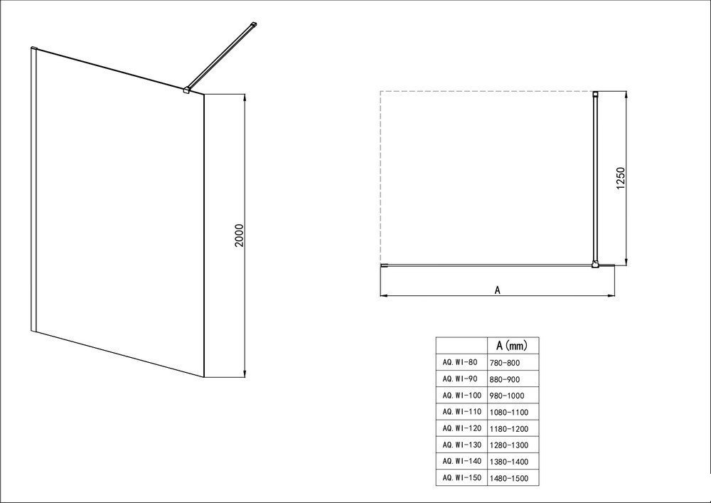 Душевая стенка Aquatek Walk in 140x200 AQ.WI.140.3GM