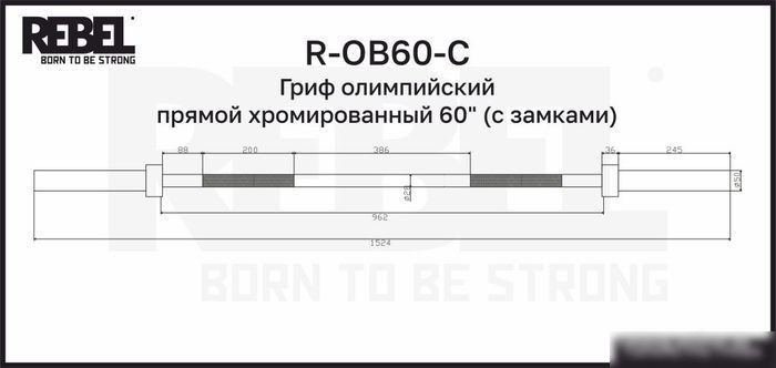 Гриф для штанги Rebel R-OB60-C