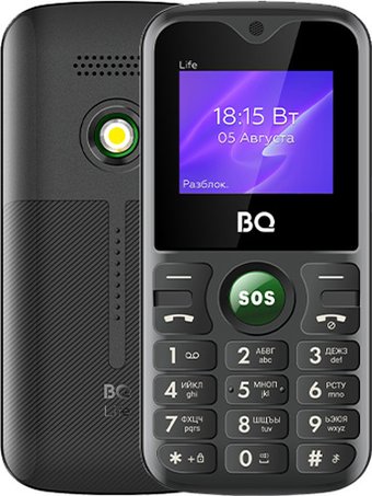 Кнопочный телефон BQ BQ-1853 Life (черный/зеленый)
