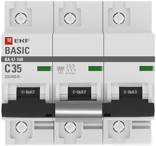 Выключатель автоматический EKF Basic ВА 47-100 3P 35А (C) 10kA