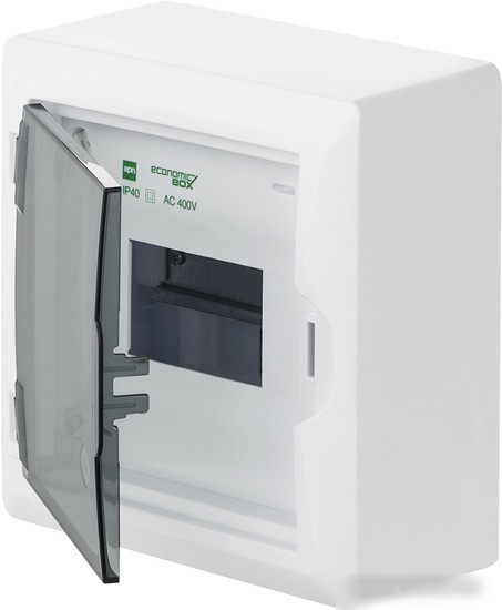 Бокс пластиковый Elektro-Plast Eco Box 1x6M, N/PE 2x 2x16+3x10mm2, дымчатая пласт. дверь, белый RAL9003, 198x192x96mm, IP40