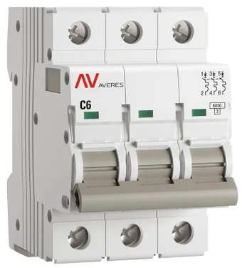 Выключатель автоматический EKF Averes AV-6 3P 6A (C) 6kA