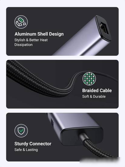 USB-хаб Ugreen CM475 USB C to Ethernet 60600
