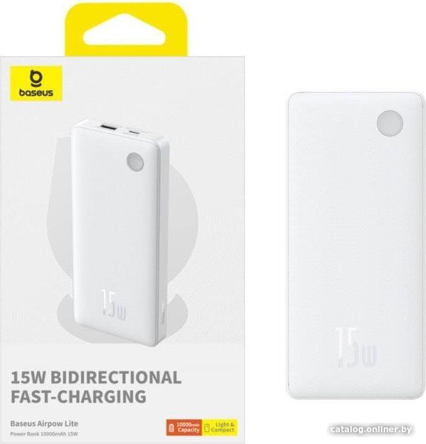 Внешний аккумулятор Baseus Airpow Lite Power Bank 15W 10000mAh P10067500213-00 (белый)
