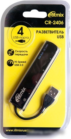 USB-хаб Ritmix CR-2406 (черный)