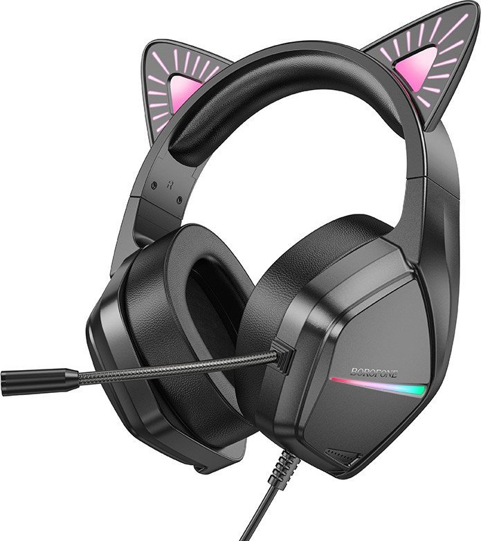 Наушники Borofone Phantom Cat BO106 (черный/розовый)