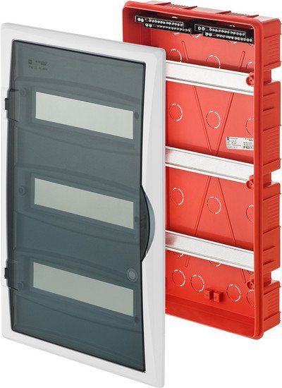 Бокс пластиковый Elektro-Plast Eco Box 3x12M, N/PE 4x 2x16+7x10mm2, дымчатая пласт. дверь, белый RAL9003, 560x350x102mm, IP40