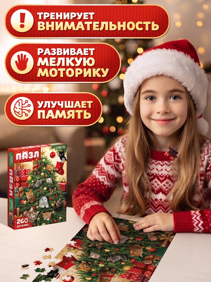 Пазл Puzzle Time Новогодние котики 11028932 (260 эл)