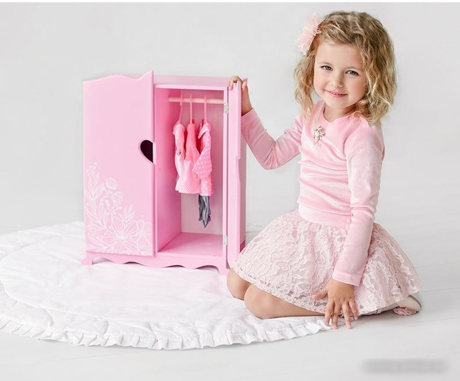 Шкаф для кукол Leader Toys Diamond Princess c дизайнерским цветочным принтом 72419 (розовый)