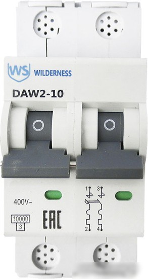 Выключатель автоматический Wilderness DAW2-10 2P 10A B 10kA DAW2-10-2-B010