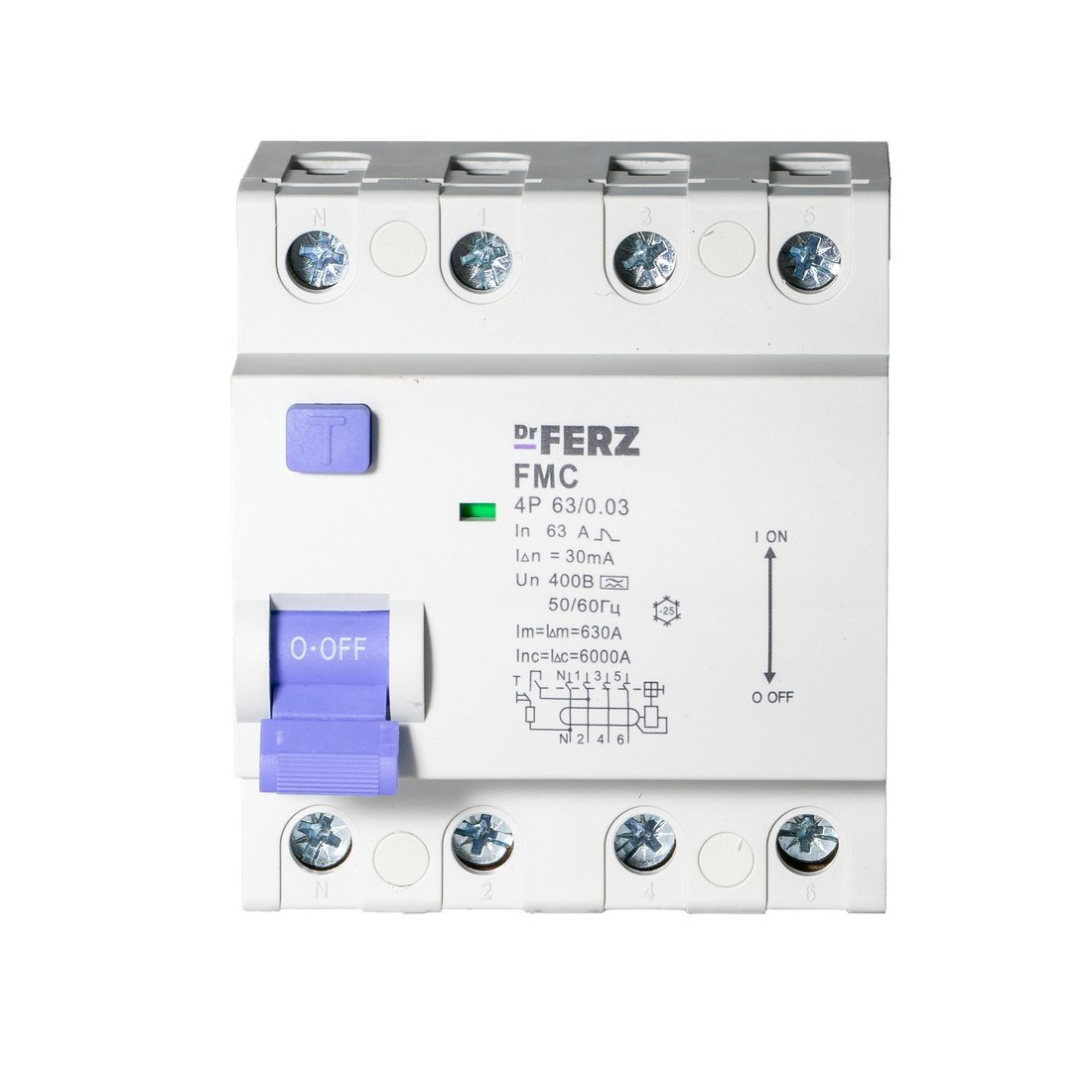 Устройство защитного отключения Dr.Ferz FMC-3P+N 40A 30mA 6kA A 4M 22100300FERZ