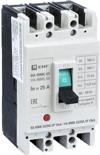 Выключатель автоматический EKF Basic ВА-99МL 6325А 3P 15кА mccb99-63-25mi