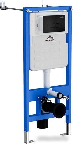 Унитаз подвесной Roxen Boro One Rimless 6 в 1 StounFix Slim 582388 (кнопка: черный матовый)