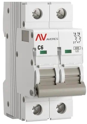 Выключатель автоматический EKF Averes AV-6 2P 6A (C) 6kA