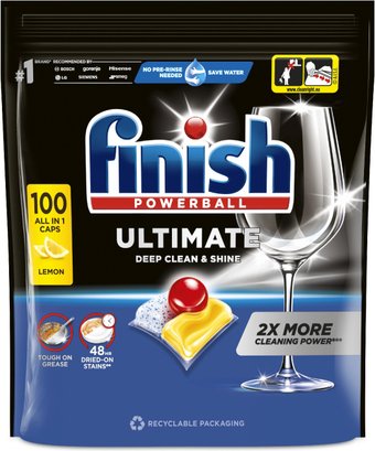 Капсулы для посудомоечной машины Finish Powerball Ultimate All In 1 Лимон (100 шт)