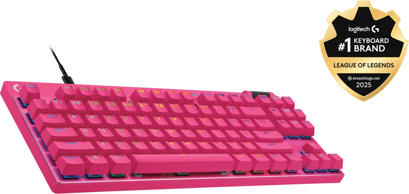 Клавиатура Logitech G Pro X TKL Rapid 920-013255 (розовый, с гравировкой)