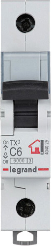 Выключатель автоматический Legrand TX3 1P C 6A 6кA 1M 404025