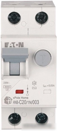 Дифференциальный автомат Eaton HNB-C201N003 1P+N 20А С 6кА 30мА АС 2М 195128