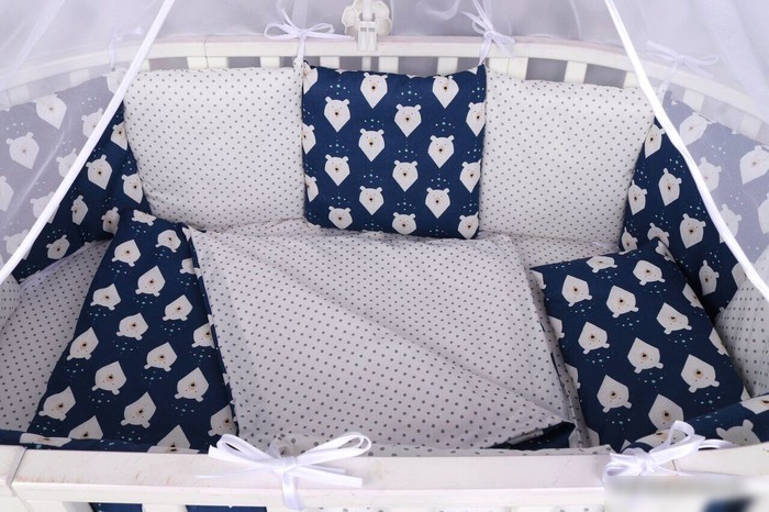 Постельное белье Amarobaby Baby Boom КПБ-3-Белые-медведи (синий)