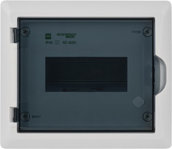 Бокс пластиковый Elektro-Plast Eco Box 1x8M, N/PE 2x 2x16+5x10mm2, дымчатая пласт. дверь, белый RAL9003, 240x300x102mm, IP40