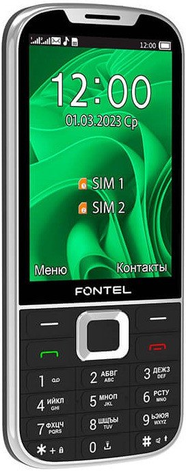 Кнопочный телефон Fontel FP350 (черный/серебристый)