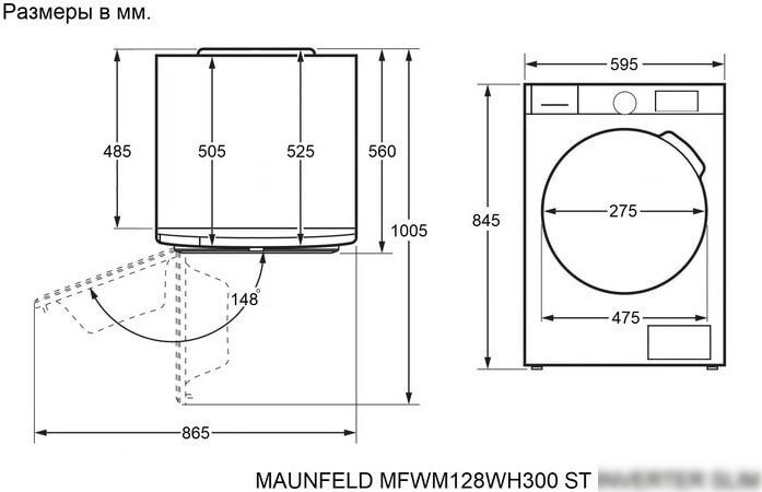 Стиральная машина MAUNFELD MFWM128SL300 ST Inverter Slim