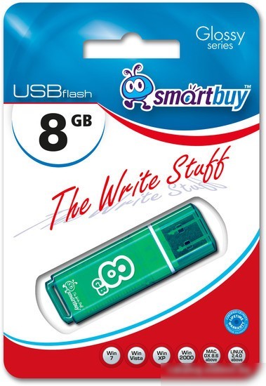 USB Flash Smart Buy Glossy Green 8GB (SB8GBGS-G)