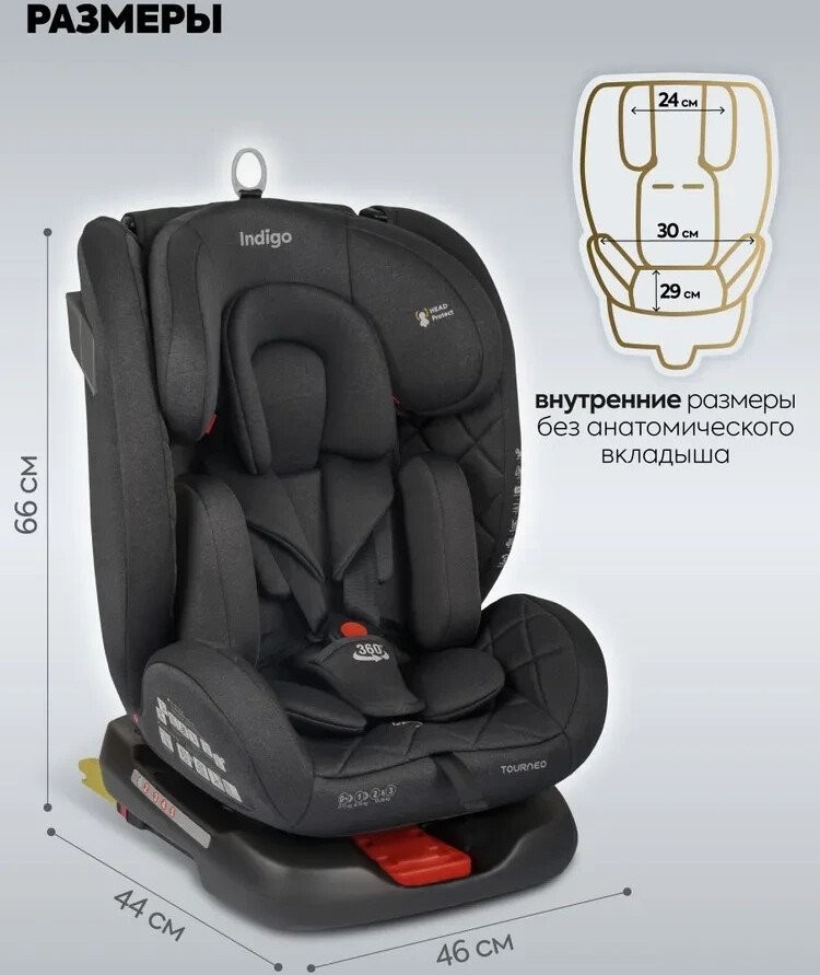 Детское автокресло Indigo Tourneo S Isofix (графит)