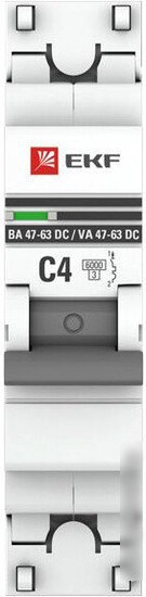 Выключатель автоматический EKF PROxima 1P 4А (C) 6кА ВА 47-63 DC mcb4763-DC-1-04C-pro