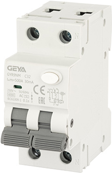 Дифференциальный автомат GEYA GYR9N 1P+N 32A C 6кА 30 мА AC GYR9NMC3230MA