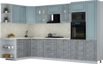 Готовая кухня Интерлиния Мила Шато 1.68x3.4 ВТ LV (океан/керамика/опал светлый)
