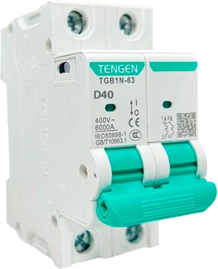 Выключатель автоматический Tengen TGB1N-63 2P 40A D 6kA 2M TGB1N-63-2-40D