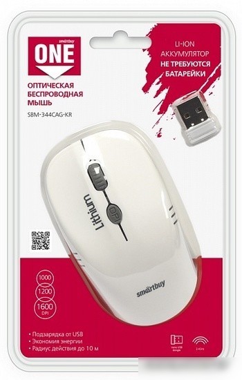 Мышь SmartBuy One 344CAG (черный/белый) [SBM-344CAG-WG]
