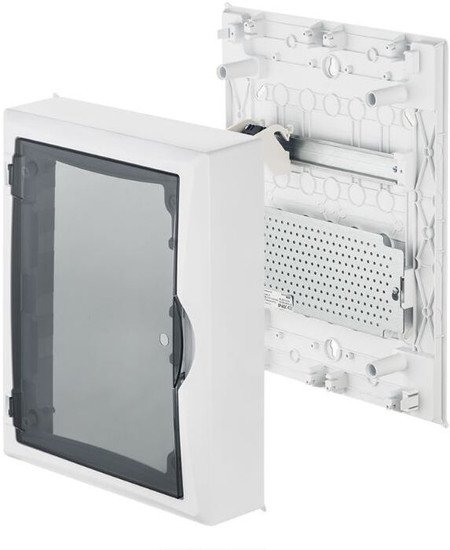 Бокс пластиковый Elektro-Plast Eco Box мультимед, TS35+1x МП перф.118x270mm, дымчатая пласт. дверь, белый RAL9003, 434x354x105mm, IP40