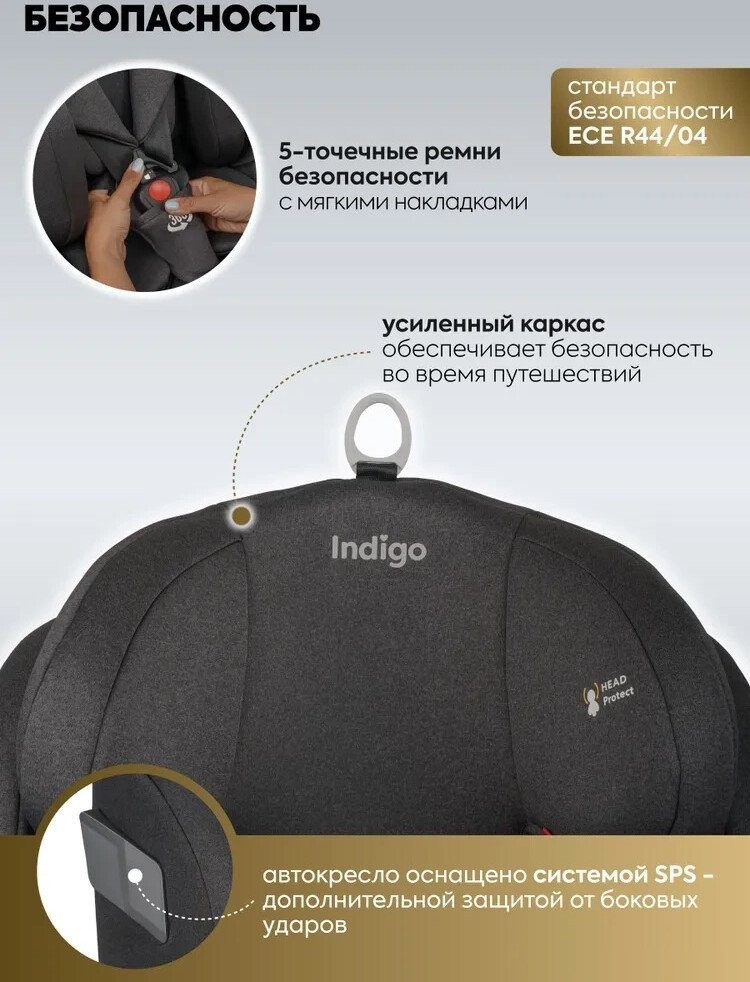 Детское автокресло Indigo Tourneo S Isofix (графит)
