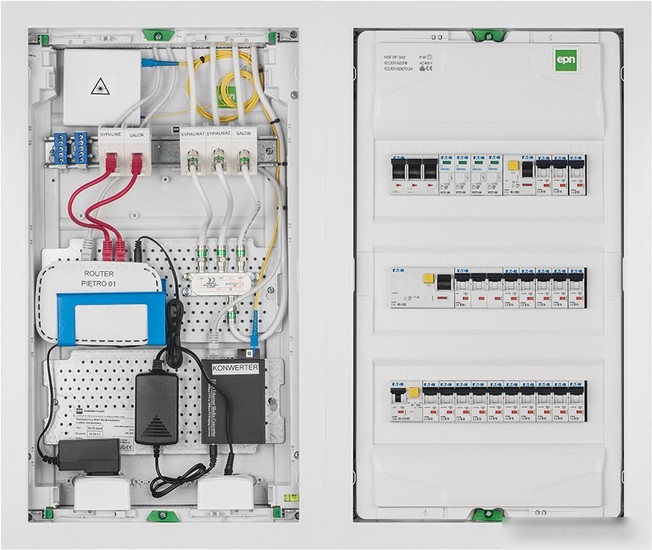 Бокс пластиковый Elektro-Plast MSF 3x12M (36M), N/PE 2x(1x25+22x10mm2), мет. дверь, белый RAL9016, 603x358x94mm, IP30