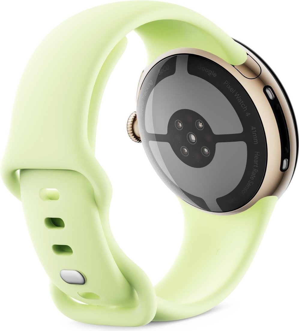 Умные часы Google Pixel Watch 4 41 мм (глянцевый золотистый/лемонграсс, спортивный силиконовый ремешок)